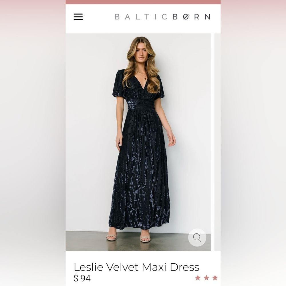 Baltic Born Navy dress velvet floral accent